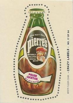 1979 Fleer Crazy Labels #17 Pierre's Mineral Water Front
