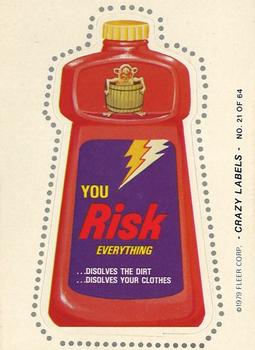 1979 Fleer Crazy Labels #21 Risk Front