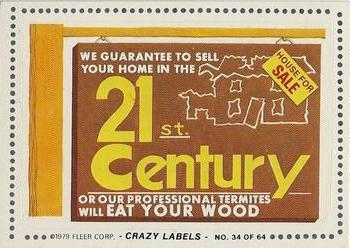 1979 Fleer Crazy Labels #34 21st Century Homes Front