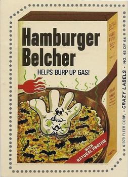 1979 Fleer Crazy Labels #45 Hamburger Belcher Front