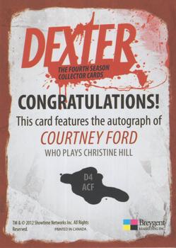 2012 Breygent Dexter Season 4 - Autographs #D4-ACH Courtney Ford Back