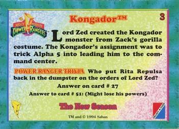 1995 Collect-A-Card Power Rangers The New Season Retail - Power Foil #3 Kongador Back