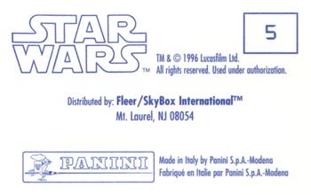 1996 SkyBox Star Wars Stickers #5 Luke With Lightsaber (Right) Back