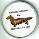 1960 Humpty Dumpty Dog Coins - Bilingual #42 Long-Haired Dachshund Front