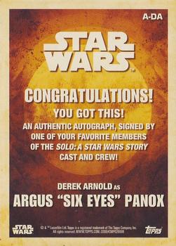 2018 Topps Solo: A Star Wars Story - Autographs #A-DA Derek Arnold Back