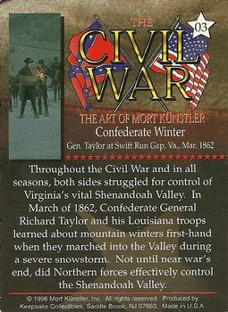 1996 Keepsake Collectibles The Civil War: The Art of Mort Kunstler #3 Confederate Winter Back