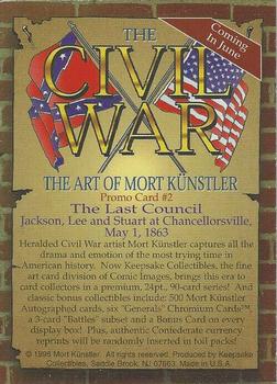 1996 Keepsake Collectibles The Civil War: The Art of Mort Kunstler - Promos #P2 The Last Council Back