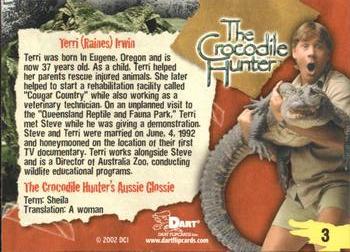 2002 Dart The Crocodile Hunter #3 Terri Irwin Back
