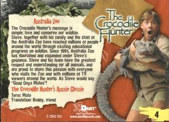 2002 Dart The Crocodile Hunter #4 Australia Zoo Back