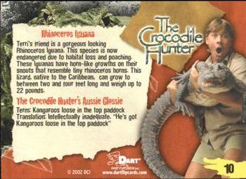 2002 Dart The Crocodile Hunter #10 Rhinoceros Iguana Back