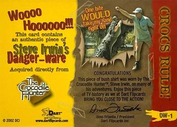 2002 Dart The Crocodile Hunter - Danger-Ware #DW-1 Steve Irwin Back