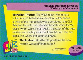 1992 Club Pro Set These United States - Silver #14 Washington Monument Back