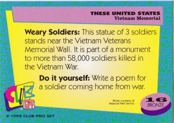 1992 Club Pro Set These United States - Bronze #16 Vietnam Memorial Back