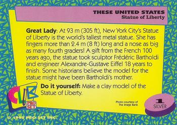 1992 Club Pro Set These United States - Promos #1 Statue of Liberty Back