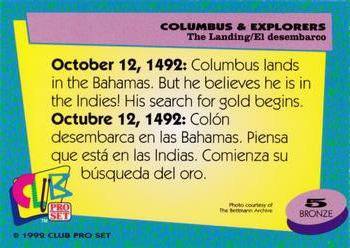 1992 Club Pro Set Columbus and Explorers #5 The Landing Back
