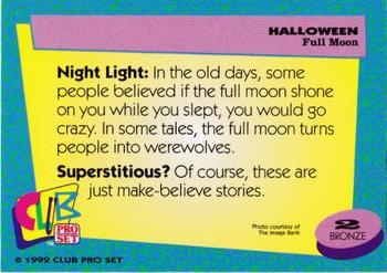 1992 Club Pro Set Halloween #2 Full Moon Back