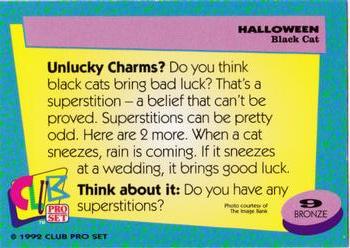 1992 Club Pro Set Halloween #9 Black Cat Back