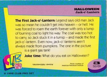 1992 Club Pro Set Halloween - Silver #3 Jack-o'-Lantern Back