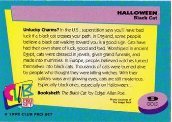 1992 Club Pro Set Halloween - Gold #9 Black Cat Back