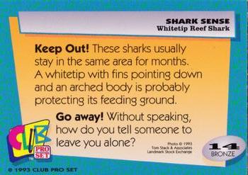 1992 Club Pro Set Shark Sense #14 Whitetip Reef Shark Back