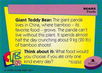 1992 Club Pro Set Bears #1 Panda Back