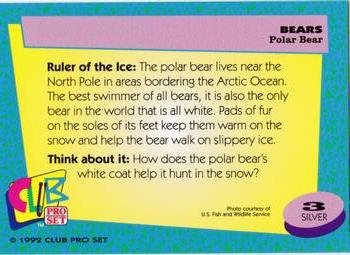 1992 Club Pro Set Bears - Silver #3 Polar Bear Back