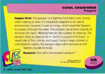 1992 Club Pro Set Cool Creatures - Gold #2 Penguin Back