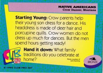 1992 Club Pro Set Native Americans #4 Crow Dancer, Montana Back