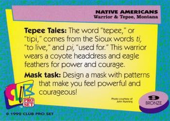 1992 Club Pro Set Native Americans #9 Warrior & Tepee, Montana Back