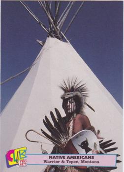 1992 Club Pro Set Native Americans #9 Warrior & Tepee, Montana Front