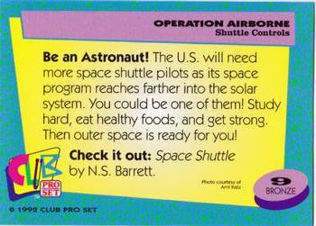 1992 Club Pro Set Operation Airbourne #9 Shuttle Controls Back