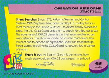1992 Club Pro Set Operation Airbourne - Gold #6 AWACS Plane Back