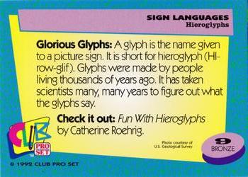 1992 Club Pro Set Sign Languages #9 Hieroglyphs Back