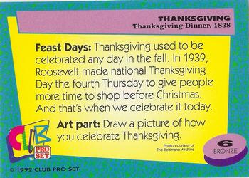 1992 Club Pro Set Thanksgiving #6 Thanksgiving Dinner, 1838 Back