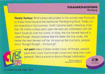 1992 Club Pro Set Thanksgiving - Gold #3 Turkey Back