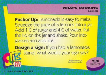 1992 Club Pro Set What's Cooking #9 Lemon Back