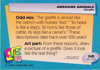 1993 Club Pro Set Awesome Animals #2 Giraffe Back