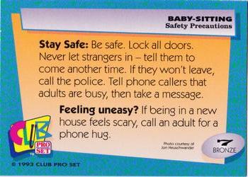 1993 Club Pro Set Babysitting #7 Safety Precautions Back