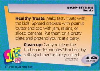 1993 Club Pro Set Babysitting #12 Snacks Back