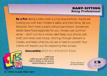 1993 Club Pro Set Babysitting - Gold #3 Being Professional Back