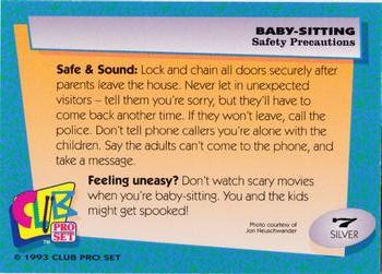 1993 Club Pro Set Babysitting - Silver #7 Safety Precautions Back