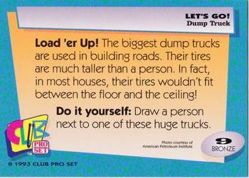 1993 Club Pro Set Lets Go #9 Dump Truck Back
