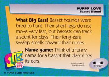 1993 Club Pro Set Puppy Love #11 Basset Hound Back