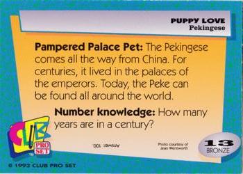 1993 Club Pro Set Puppy Love #13 Pekingese Back