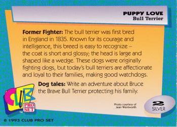 1993 Club Pro Set Puppy Love - Silver #2 Bull Terrier Back