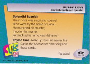 1993 Club Pro Set Puppy Love - Silver #9 English Springer Spaniel Back