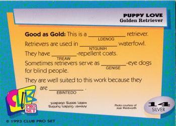 1993 Club Pro Set Puppy Love - Silver #14 Golden Retriever Back