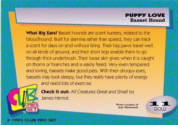 1993 Club Pro Set Puppy Love - Gold #11 Basset Hound Back