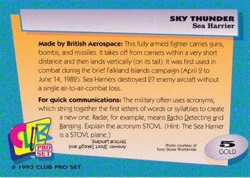 1993 Club Pro Set Sky Thunder - Gold #5 Sea Harrier Back