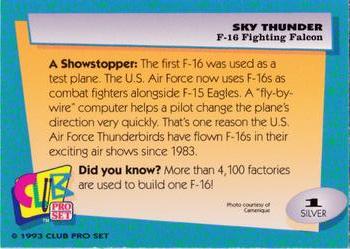 1993 Club Pro Set Sky Thunder - Silver #1 F-16 Fighting Falcon Back